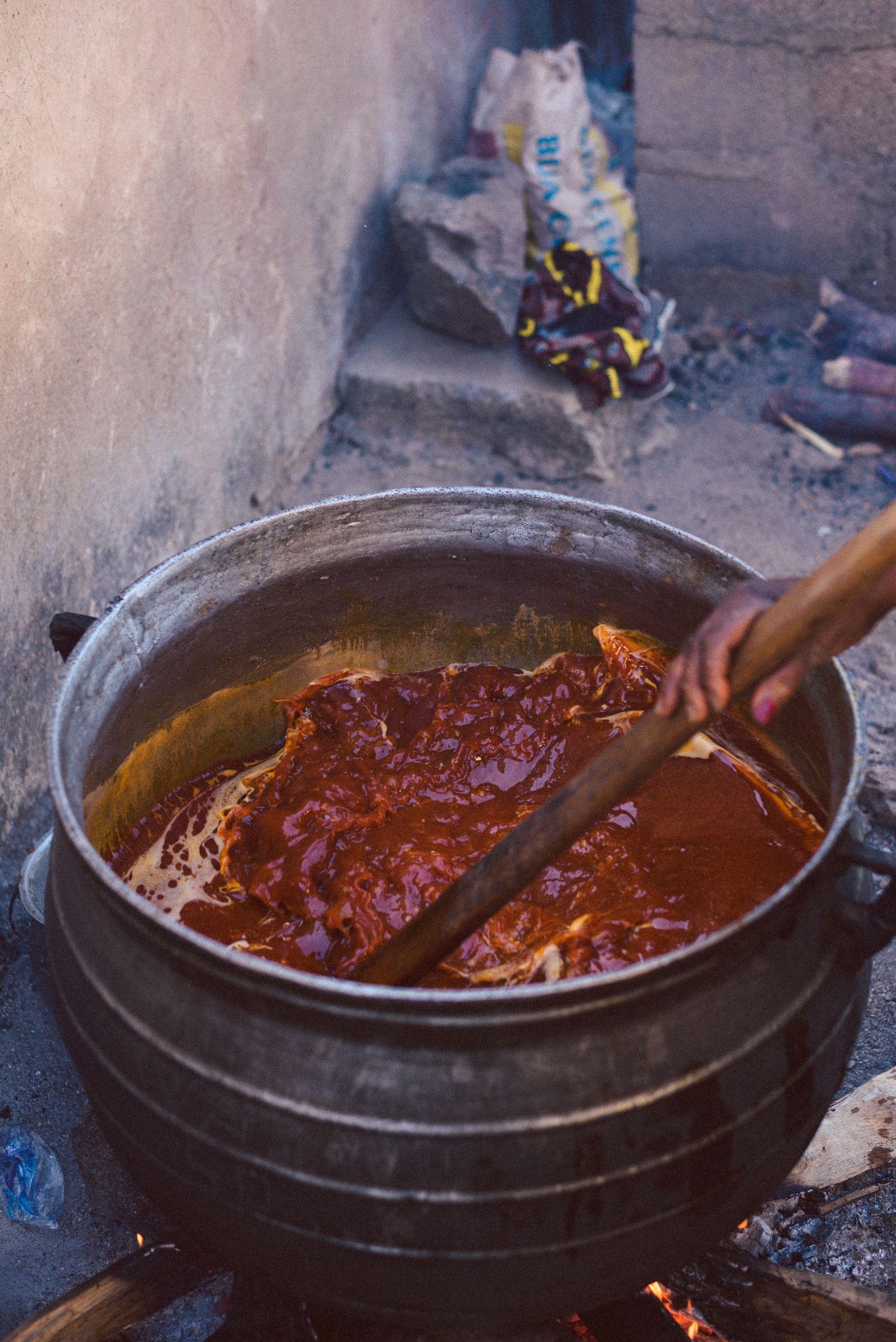 Stew simmering in a large pot